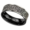 Celtic Trinity Knot Ring Black Silver Stainless Steel Genderless Triquetra Band Top
