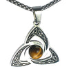 Celtic Triquetra Necklace Stainless Steel Synthetic Tigers Eye Trinity Pendant
