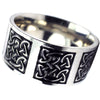 Celtic Wedding Band Black Silver Stainless Steel Norse Knot Viking Ring Bottom