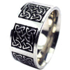 Celtic Wedding Band Black Silver Stainless Steel Norse Knot Viking Ring