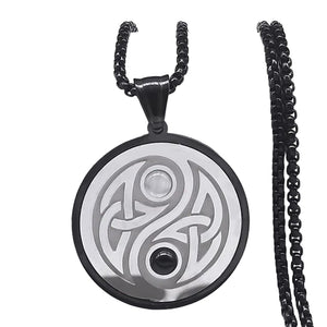 Celtic Yin Yang Necklace Black 316L Surgical Stainless Steel Harmony Pendant White