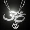 Double Chain Om Necklace Stainless Steel Layered Wrap Aum Pendant Black