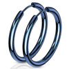 Electric Blue Hoop Earrings Hypoallergenic Stainless Steel Huggies