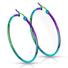 Extra Large 3-Inch Rainbow Stainless Steel Hoop Earrings Hypoallergenic Right