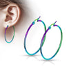 Extra Large 3-Inch Rainbow Stainless Steel Hoop Earrings Hypoallergenic Worn