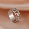 Eye of Ra Ring Silver Surgical Stainless Steel Egyptian Ankh Band Horus Pink
