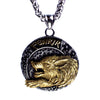 Fenrir Wolf Necklace Stainless Steel Helm of Awe Viking Pendant White