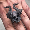 Horned Demon Skull Ring Stainless Steel Gothic Biker Rocker Devil On Hand