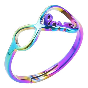 Infinite Love Ring Rainbow Stainless Steel Infinity Anniversary Promise Band