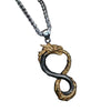 Infinity Ouroboros Necklace Gold Stainless Steel Serpent Dragon Pendant White Two