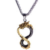 Infinity Ouroboros Necklace Gold Stainless Steel Serpent Dragon Pendant White