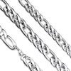 Large Figaro Chain Necklace Mens Silver Stainless Steel 11mm wide Right