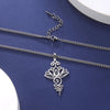 Lotus Flower Necklace Silver Surgical Stainless Steel Henna Tattoo Pendant Blue