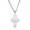 Lotus Flower Necklace Silver Surgical Stainless Steel Henna Tattoo Pendant