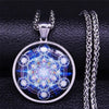 Metatrons Cube Necklace Stainless Steel Blue Universe Sacred Geometry Pendant Close View
