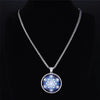 Metatrons Cube Necklace Stainless Steel Blue Universe Sacred Geometry Pendant Far View