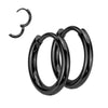Mini Black Hoop Earrings Hypoallergenic Stainless Steel 14mm Gothic Right