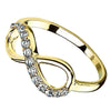 Minimalist Infinity Anniversary Ring Gold PVD Stainless Steel CZ Promise Band Left