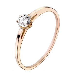 Minimalist Solitaire Ring Rose Gold PVD Plate Surgical Stainless Steel Promise