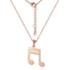 Music Note Necklace Rose Gold PVD Plate Stainless Steel Musician Pendant Back