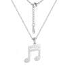 Music Note Necklace Silver Stainless Steel Musician Pendant Guitar Keyboard Bass
