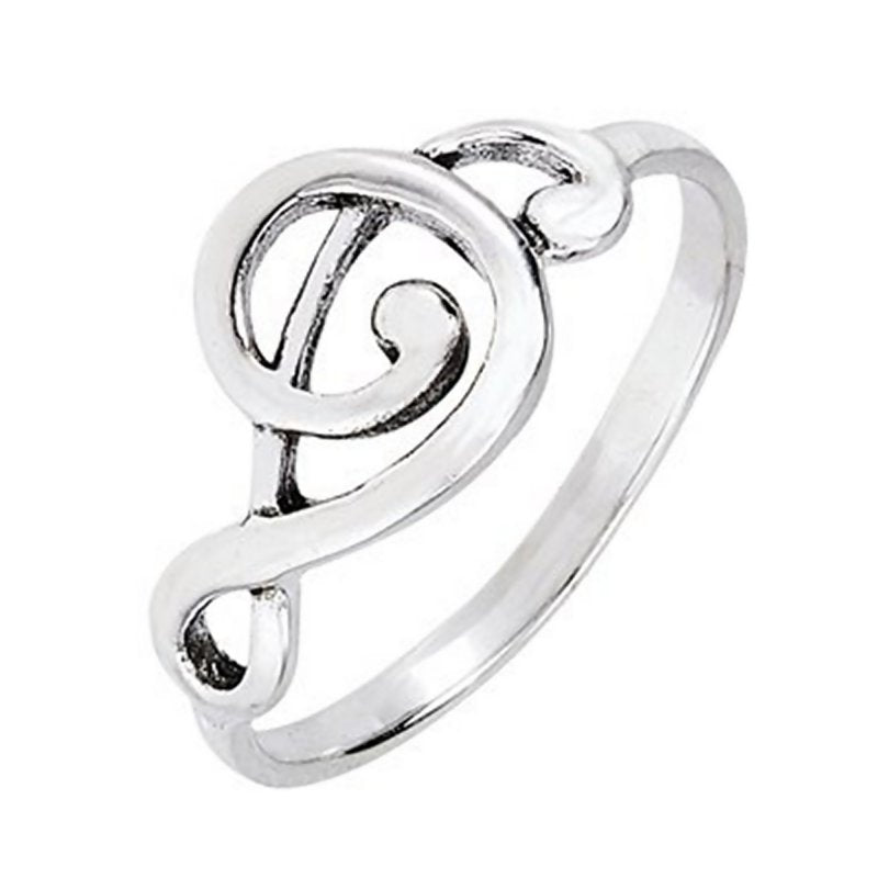 Music Note Treble Clef Ring Solid 925 Sterling Musician Band