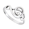 Music Note Treble Clef Ring Solid 925 Sterling Musician Band