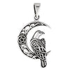 Norse Raven Pendant 925 Sterling Silver Crescent Moon Viking Crow Charm