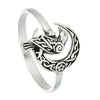 Norse Raven Ring 925 Sterling Silver Celtic Crescent Moon Viking Crow Band Right