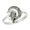 Norse Raven Ring 925 Sterling Silver Celtic Crescent Moon Viking Crow Band