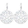 Pentacle Moon Phase Zodiac Sign Hook Earrings Stainless Steel Astrology Dangles
