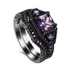Purple Solitaire with Accents Ring Black Stacking Eternity Two Piece Band Set Right