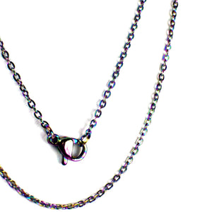 Rainbow Cable Chain Necklace Stainless Steel 16-24 Inch Womens Mens Non-Binary