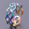 Rainbow Celtic Knot Ring Stainless Steel Adjustable Open Weave Infinity Band Gray