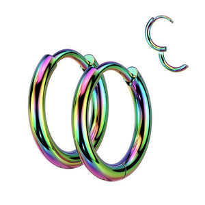Rainbow Hoop Earrings Hypoallergenic Stainless Steel 14mm