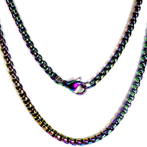 Rainbow Rolo Chain Surgical Stainless Steel 3mm Wide Genderless