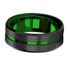 Retro DOS Mode Green Ring Stainless Steel Programmer Black Wedding Band Bottom
