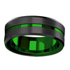Retro DOS Mode Green Ring Stainless Steel Programmer Black Wedding Band Top