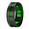 Retro DOS Mode Green Ring Stainless Steel Programmer Black Wedding Band