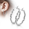 Rope Chain Hoop Earrings Hypoallergenic Silver Surgical Stainless Steel 35mm Head