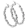 Rope Chain Hoop Earrings Hypoallergenic Silver Surgical Stainless Steel 35mm Right