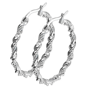 Rope Chain Hoop Earrings Hypoallergenic Silver Surgical Stainless Steel 35mm