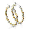 Rope Chain Hoop Earrings Two Tone Gold PVD Plate Silver Stainless Steel Right