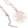 Rose Gold Metatrons Cube Necklace Stainless Steel Sacred Geometry Pendant Chain Green White Plane
