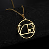 Sacred Geometry Necklace Gold PVD Plate Stainless Steel Fibonacci Spiral Pendant Black