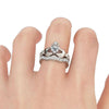 Solitaire with Accents Claddagh Ring CZ Steel Stacking Engagement Wedding Set Hand View