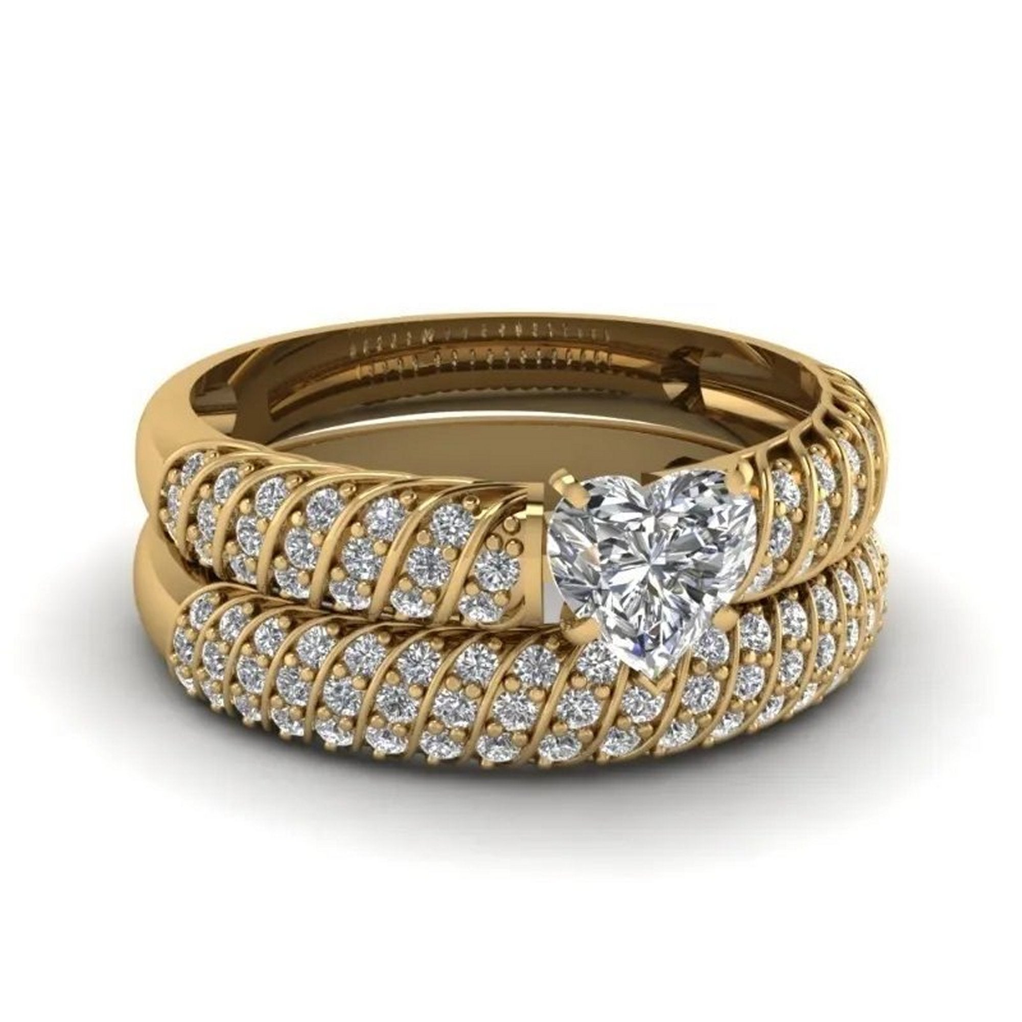 Stacking Solitaire with Accents Engagement Ring Wedding Band Set