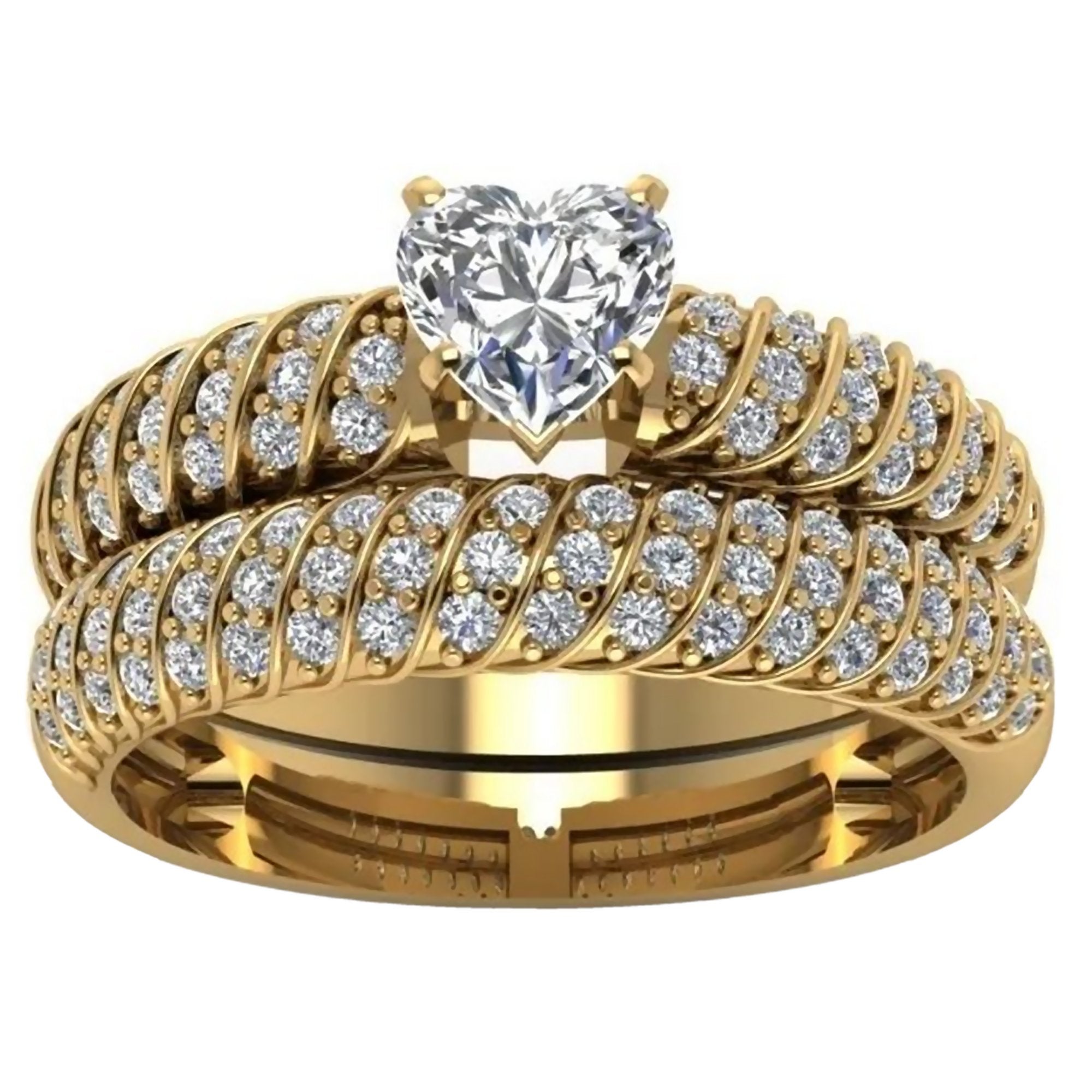 Stacking Solitaire with Accents Engagement Ring Wedding Band Set
