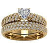Stacking Solitaire with Accents Engagement Ring Gold PVD Plate Wedding Band Set