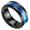 Synthetic Blue Topaz Ring Black Stainless Steel Azure Wedding Band Mens Womens Right